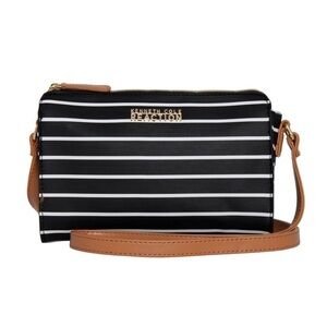 Kenneth Cole Reaction Black and Tan Striped Crossbody Bag